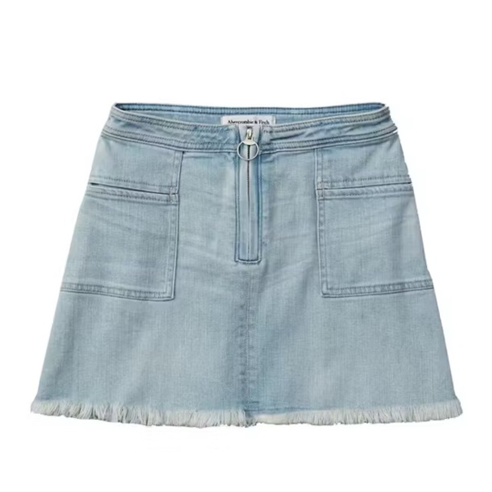 Abercrombie & Fitch Zip Front A-Line Denim Mini Skirt